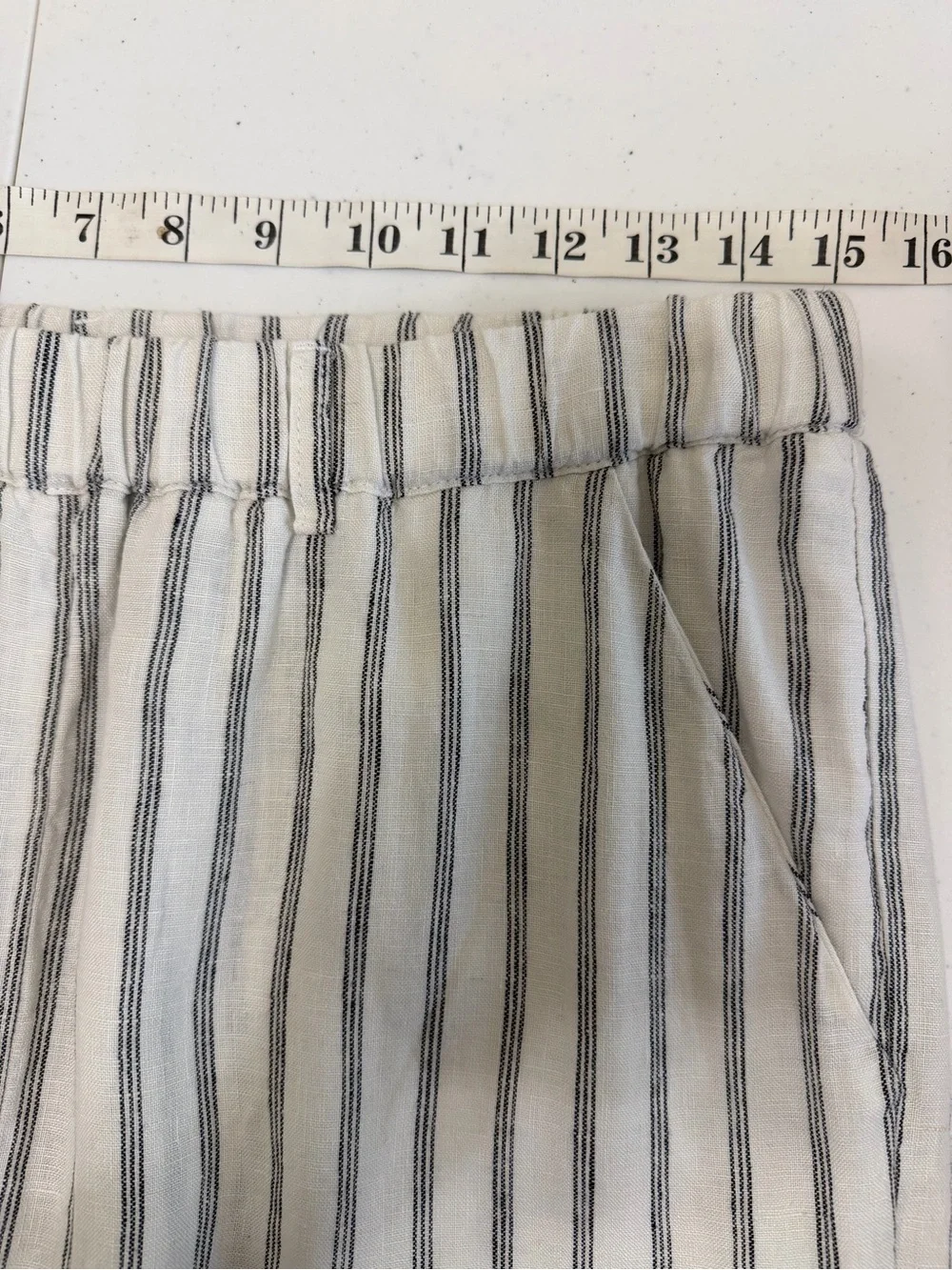 Quince 100% Linen Striped Ankle Pants Medium